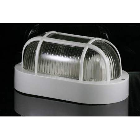 Plafón OVALADO rejilla carey blanco cristal campana E27 Dhomteck