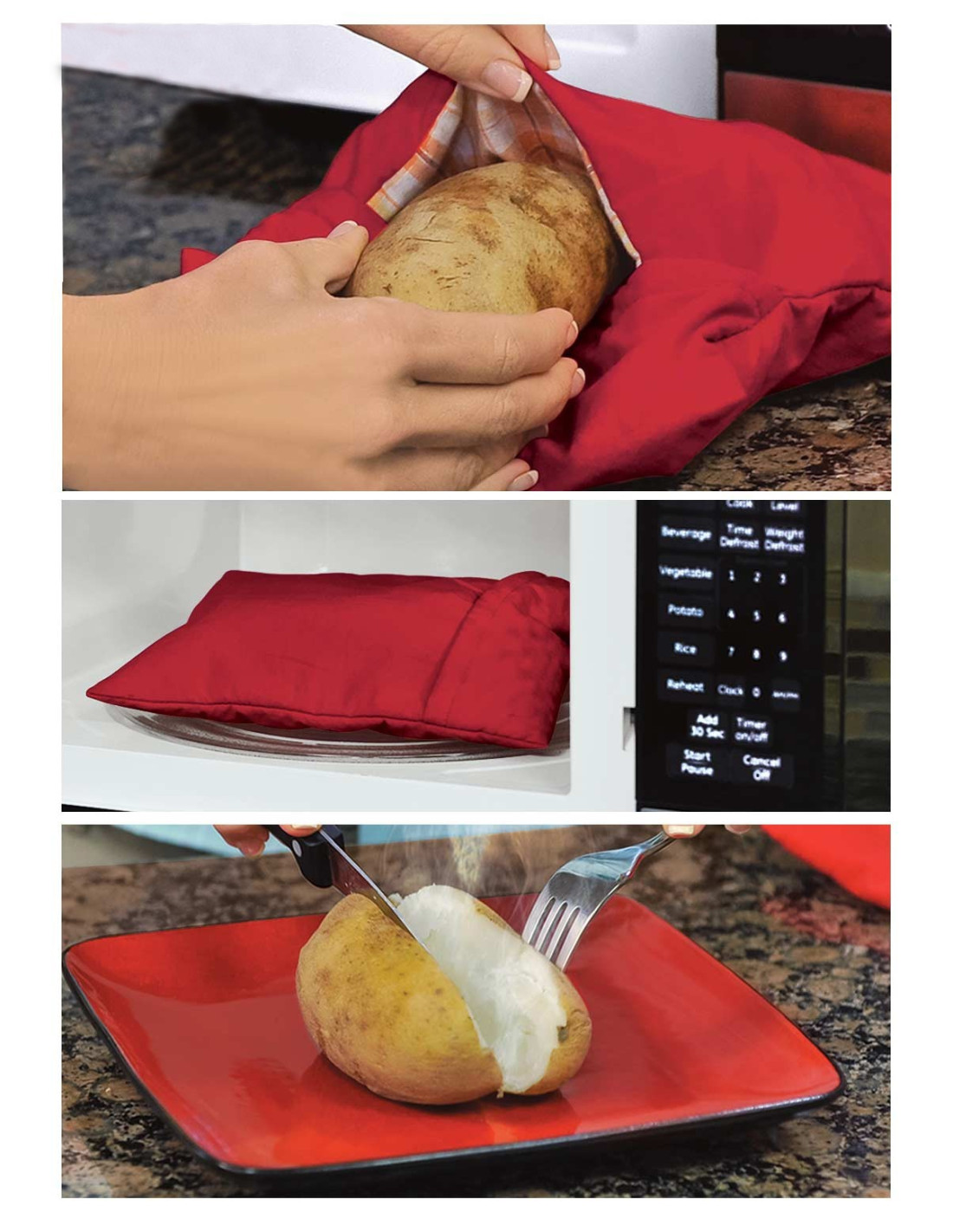 Bolsa de patatas para microondas, utensilio reutilizable para recalentar la  patata, utensilios de cocina para hornear, color morado, 1 unidad -  AliExpress