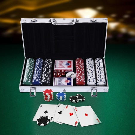 Set para poker Profesional 300 Fichas con estuche y 2 Barajas de cartas