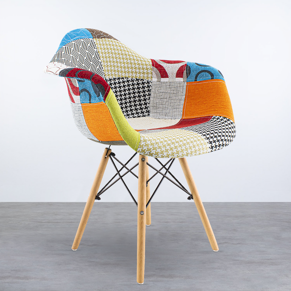 Sillón EIFFEL en tejido patchwork con asiento y...