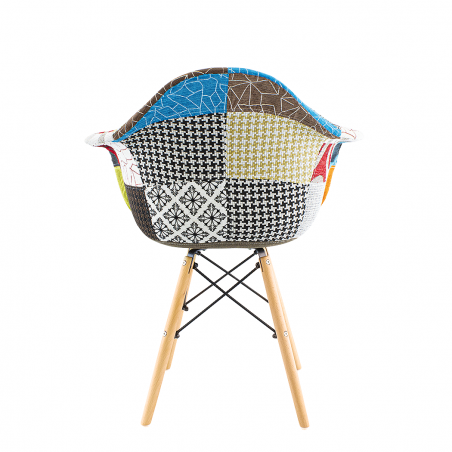 Conjunto de 2 sillones EIFFEL en tejido Patchwork asiento suave patas de madera