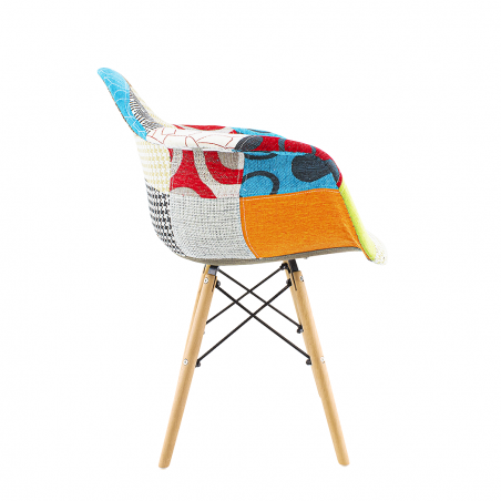 Conjunto de 2 sillones EIFFEL en tejido Patchwork asiento suave patas de madera