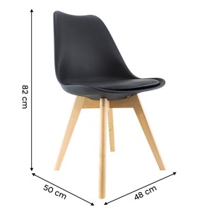 Silla de comedor TULIP pies de madera y asiento blando 48x50x82H Diseño Nórdico