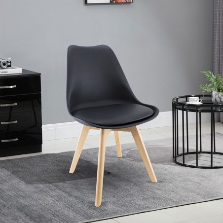 Silla de comedor TULIP pies de madera y asiento blando 48x50x82H Diseño Nórdico