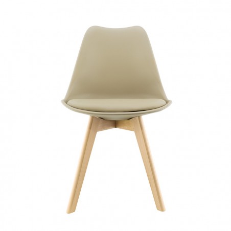 Silla de comedor TULIP pies de madera y asiento blando 48x50x82H Diseño Nórdico