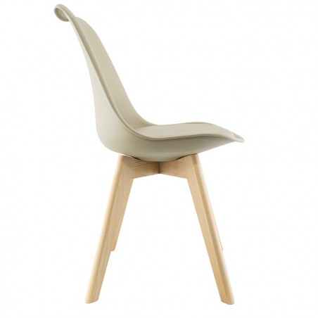 Silla de comedor TULIP pies de madera y asiento blando 48x50x82H Diseño Nórdico