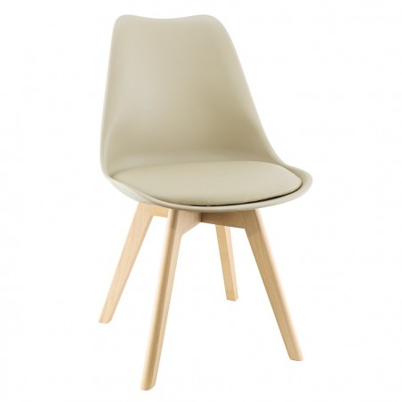 Silla de comedor TULIP pies de madera y asiento blando 48x50x82H Diseño Nórdico