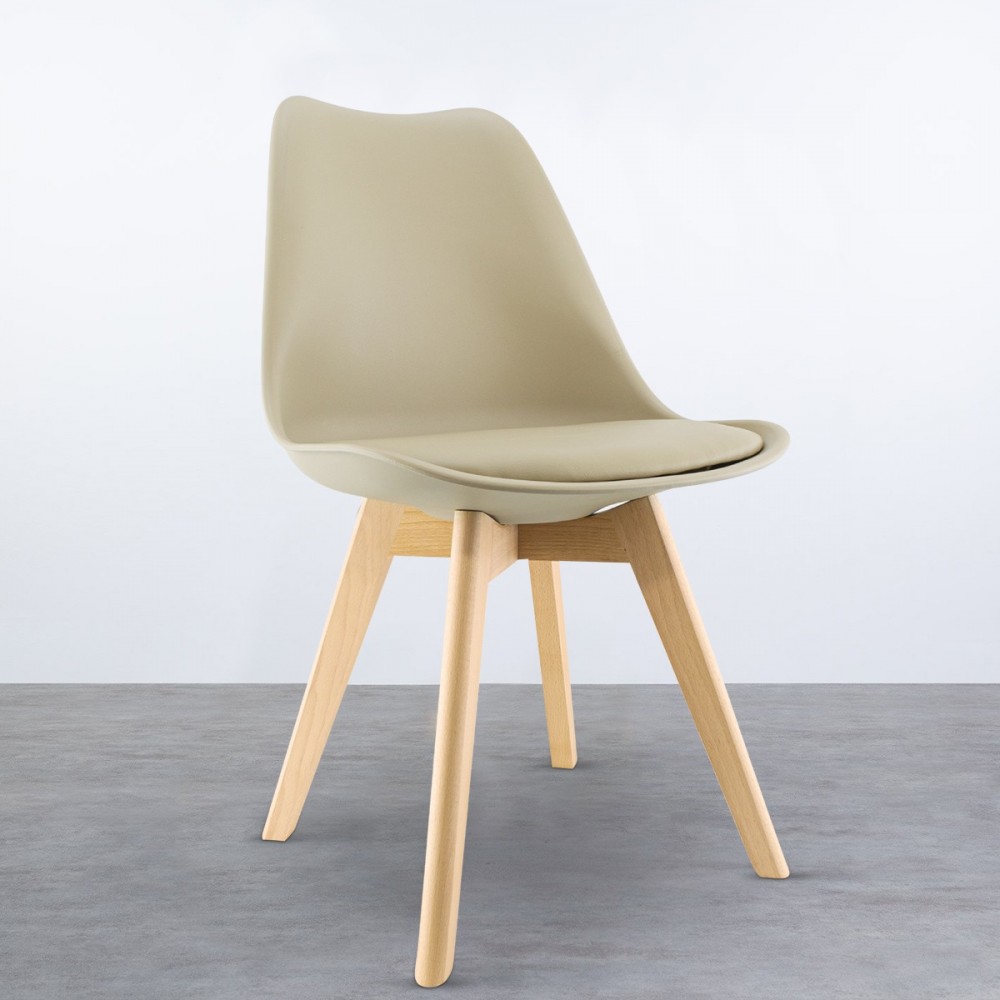 Silla de comedor TULIP pies de madera y asiento...