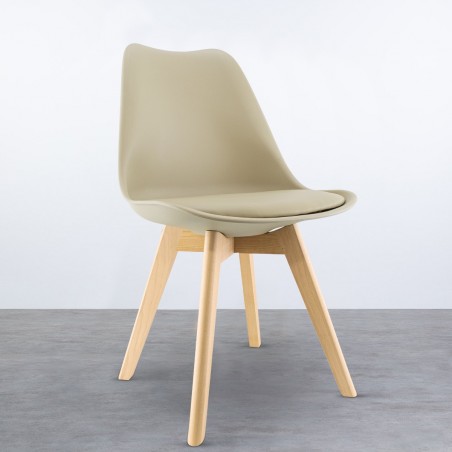 Silla de comedor TULIP pies de madera y asiento blando 48x50x82H Diseño Nórdico