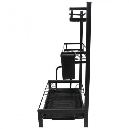 MJ-6014 Escurridor en acero negro y 3 Estantes con bandeja de goteo desmontable