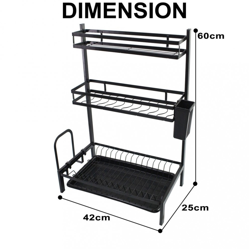 MJ-6014 Escurridor en acero negro y 3 Estantes...