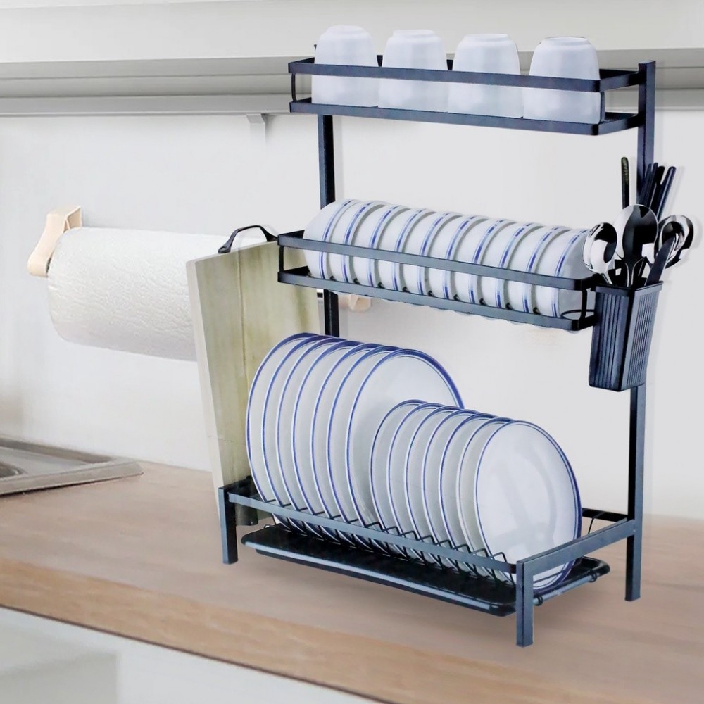 MJ-6014 Escurridor en acero negro y 3 Estantes...