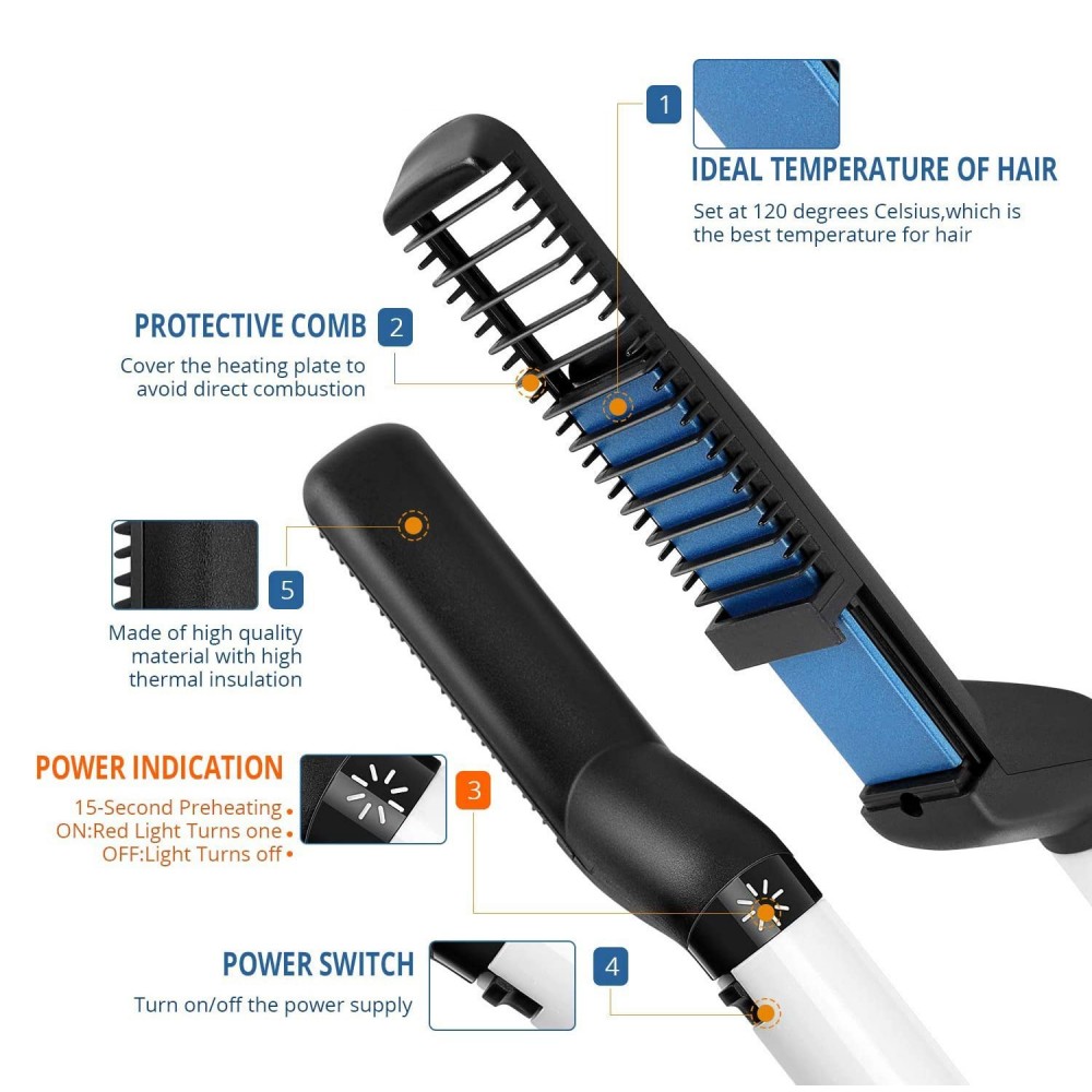 478962 Plancha y cepillo para barba y pelo 2en1...