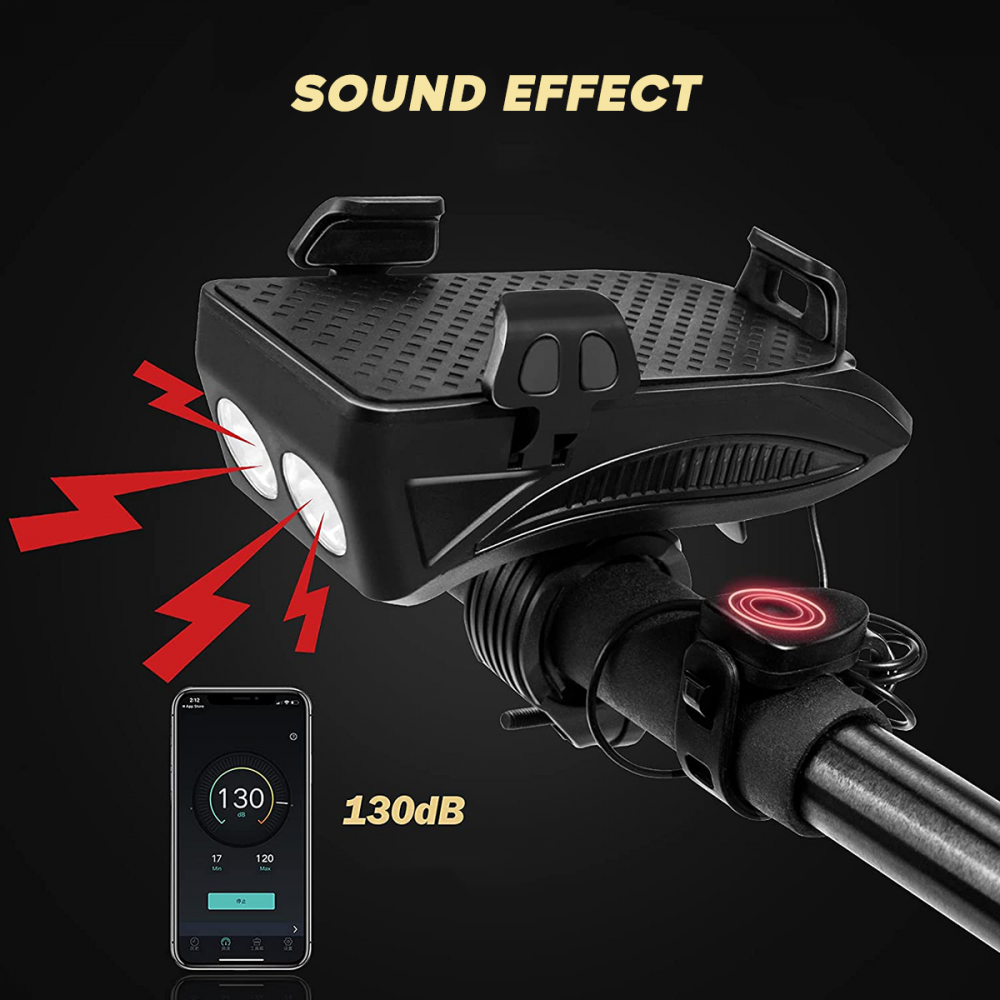 Linterna con bocina para bicicleta 5W con carga...