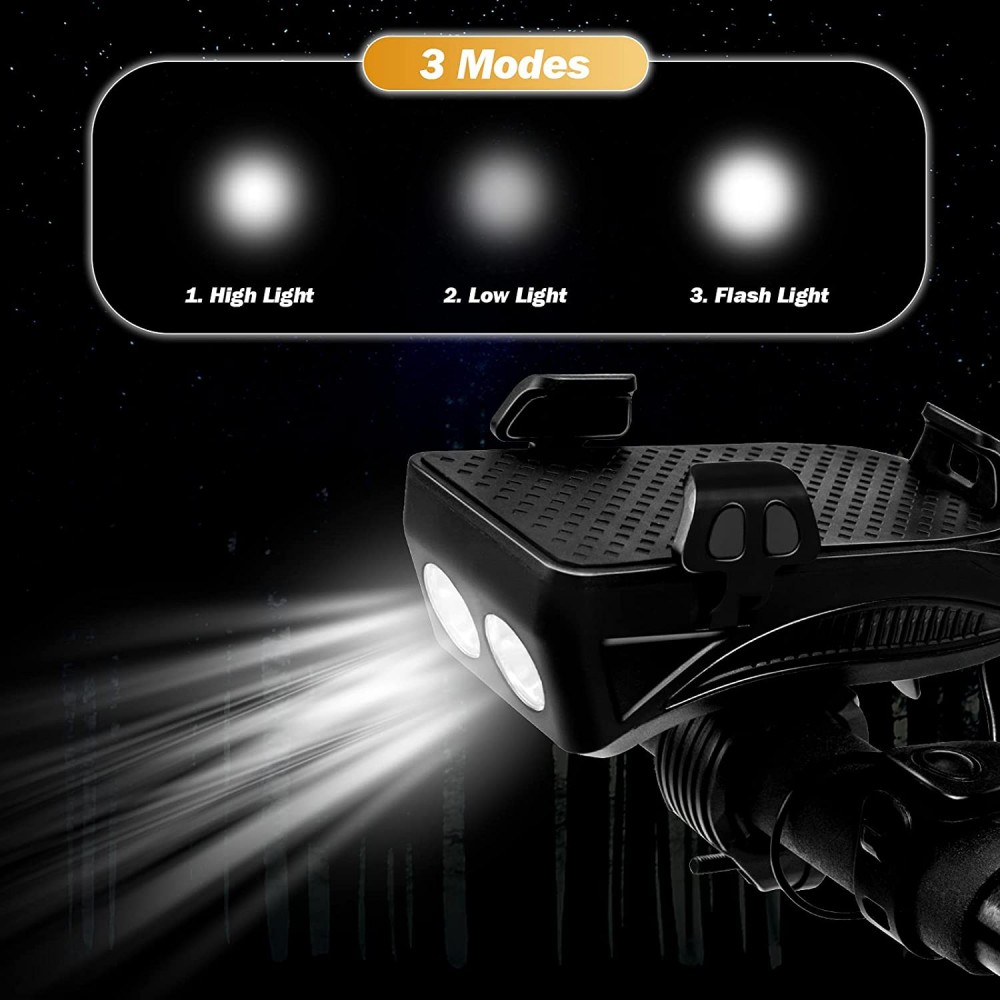 Linterna con bocina para bicicleta 5W con carga...