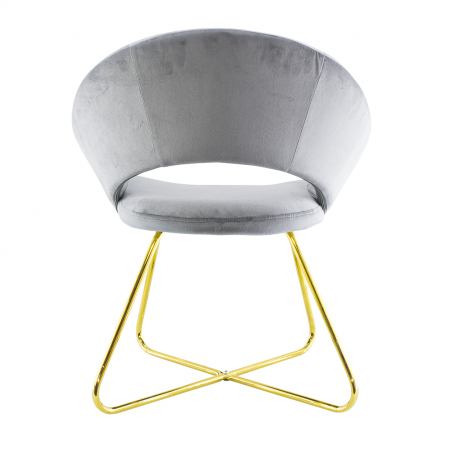 Sillón Vintage GRETA 66x65x68H cm Silla efecto terciopelo con patas dorados