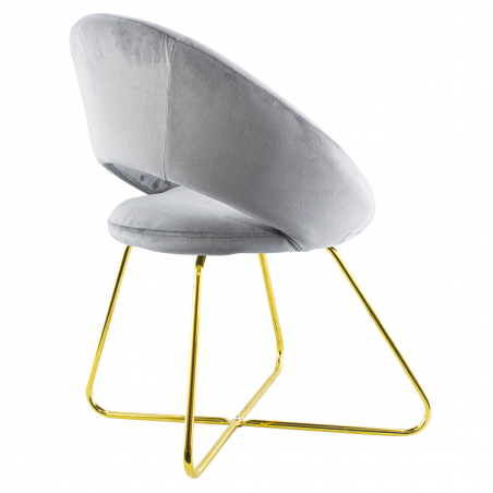 Sillón Vintage GRETA 66x65x68H cm Silla efecto terciopelo con patas dorados