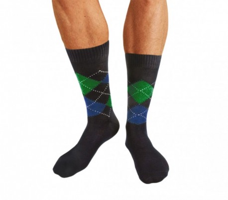 Pack de 6 o 12 pares de calcetines para hombre hechos de hilo de Escocia con motivo de rombos