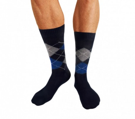 Pack de 6 o 12 pares de calcetines para hombre hechos de hilo de Escocia con motivo de rombos