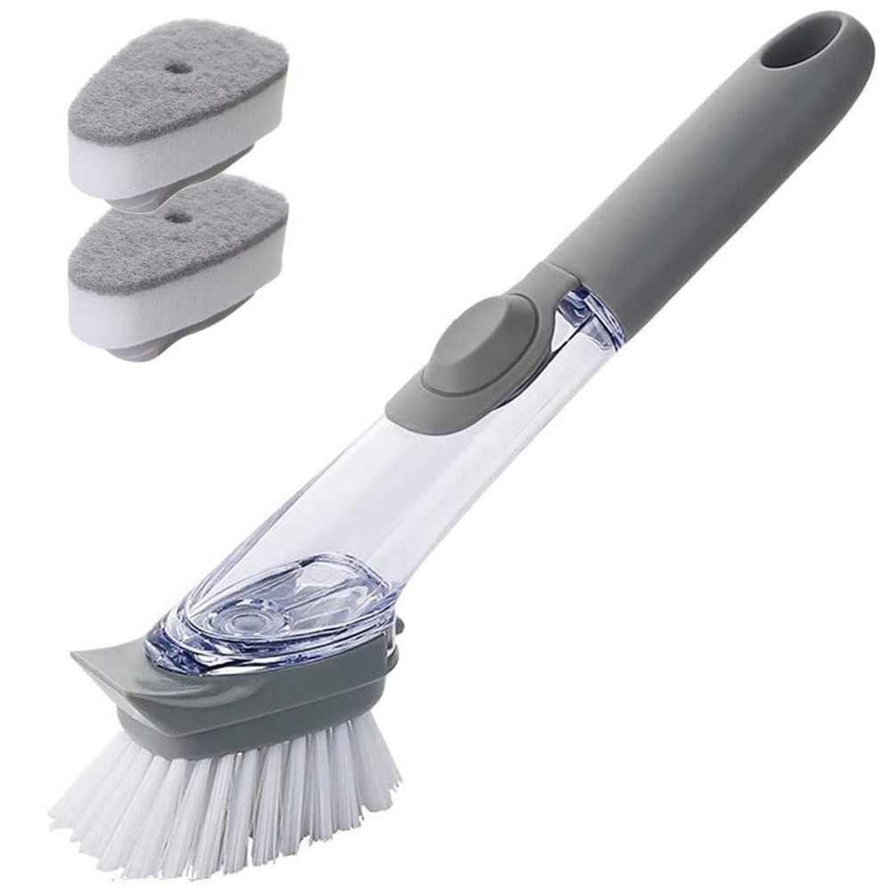 Cepillo dispensador de jabón y esponja Cepillos de limpieza para el hogar  Multifuncional yeacher cepillo para platos