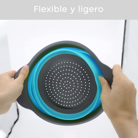 211495 Set 2 coladores redondos plegables de silicona antideslizantes