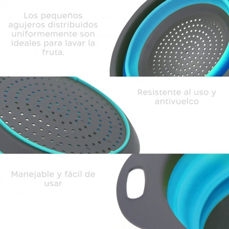 211495 Set 2 coladores redondos plegables de silicona antideslizantes