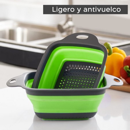 211501 Set 2 Coladores rectangulares plegables de silicona y antideslizantes