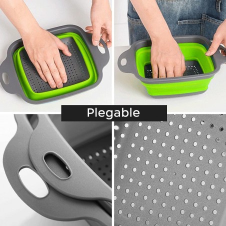 211501 Set 2 Coladores rectangulares plegables de silicona y antideslizantes