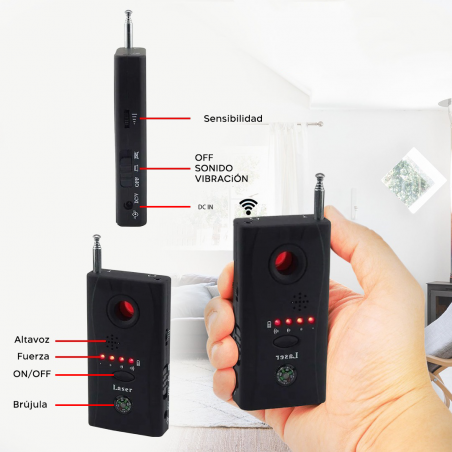 C3308 Control remoto detector cámaras ocultas radar antiespionaje inalámbrico
