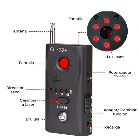 C3308 Control remoto detector cámaras ocultas radar antiespionaje inalámbrico