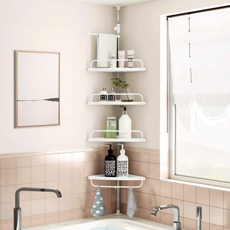 210948 Estante esquinero telescópico 4 estantes almacenamiento para baño y ducha