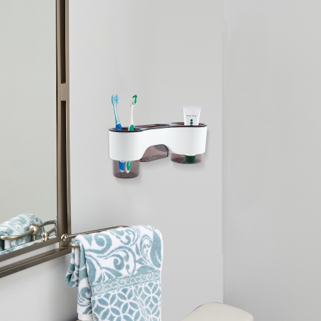 582008 Porta utensilios de pared multifuncional para cocina con 3 compartimentos