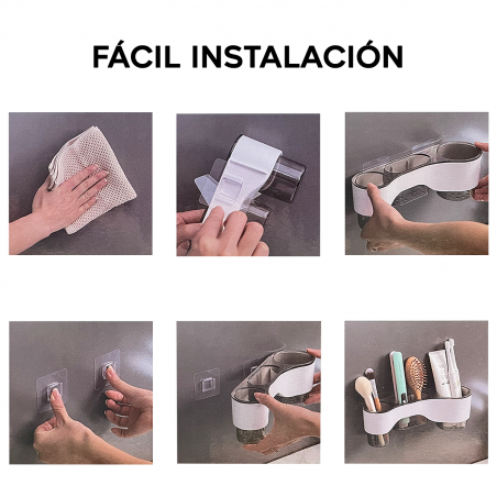 582008 Porta utensilios de pared multifuncional para cocina con 3 compartimentos