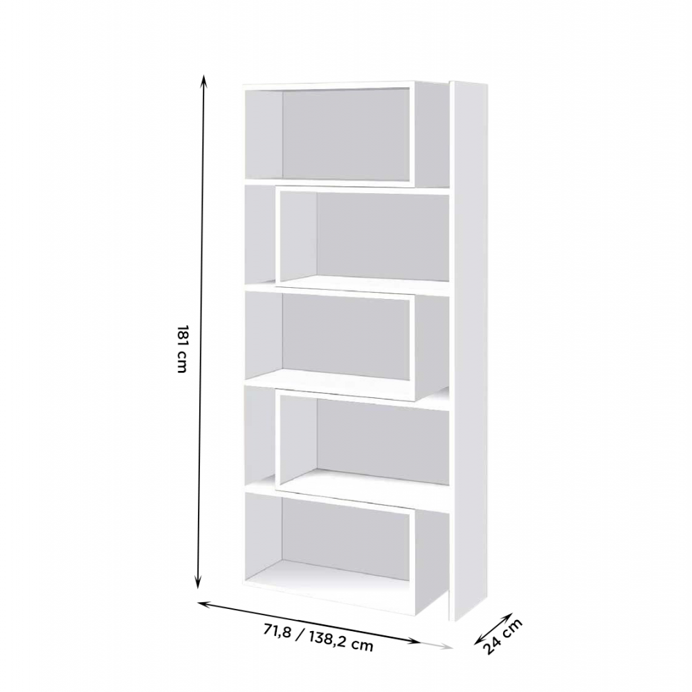 Art.CR16 Estantería librería extensible 5 a 10 compartimentos de madera  181H cm