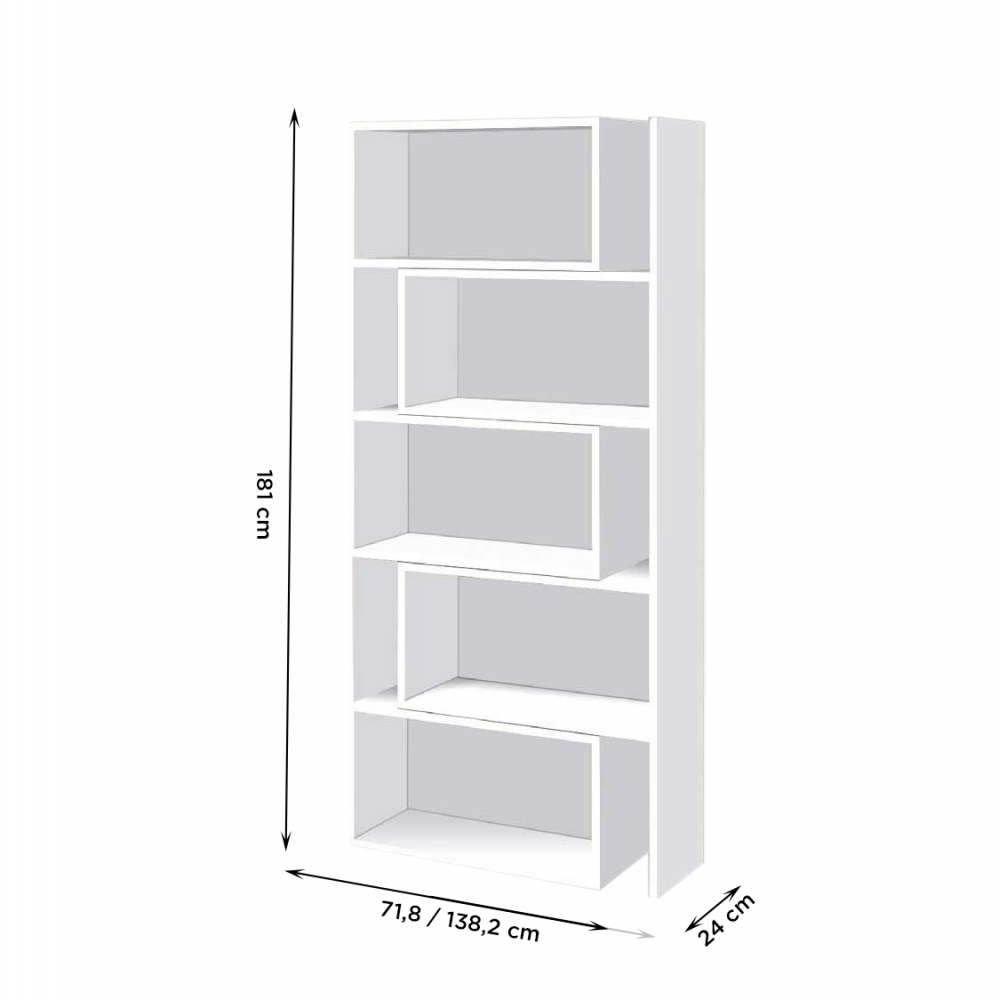 Art.CR16 Estantería librería extensible 5 a 10 compartimentos de madera 181H cm