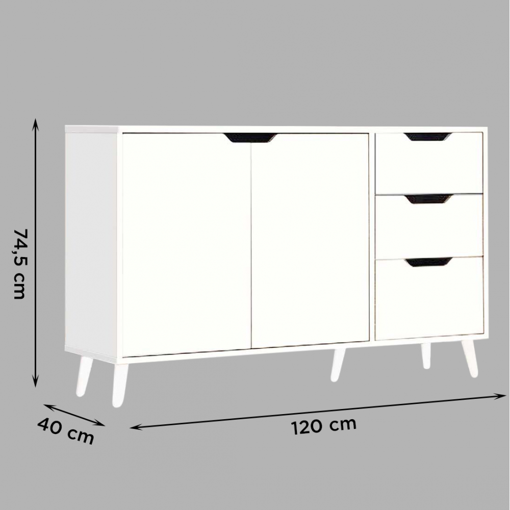 Aparador con 2 puertas y 3 cajones Art.136 Mueble Multiusos 120X40X74.5H