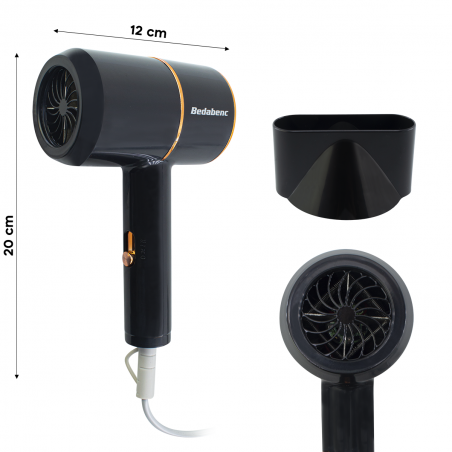 Mini secador de pelo de viaje 1000W 12x20 cm Phon silencioso 3 Temperaturas