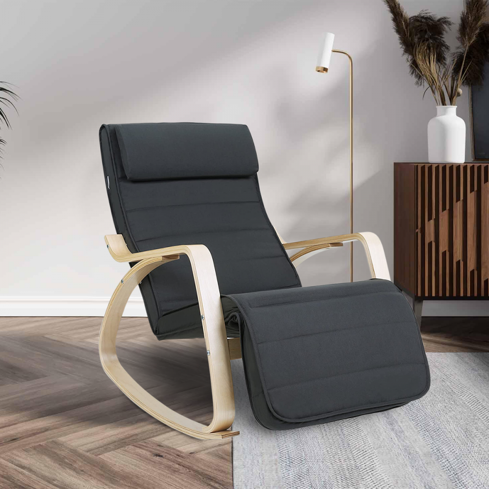 Mecedora de madera FREYA butaca con reposapiés...