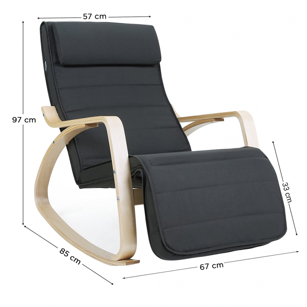 Mecedora de madera FREYA butaca con reposapiés...