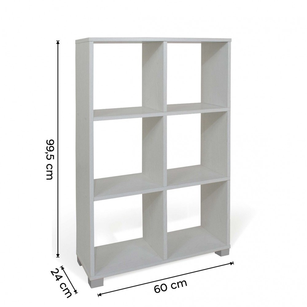 Librería estantería vertical 6 Cubos Art. 108 estantes almacenaje 60x24x99.5H Cm
