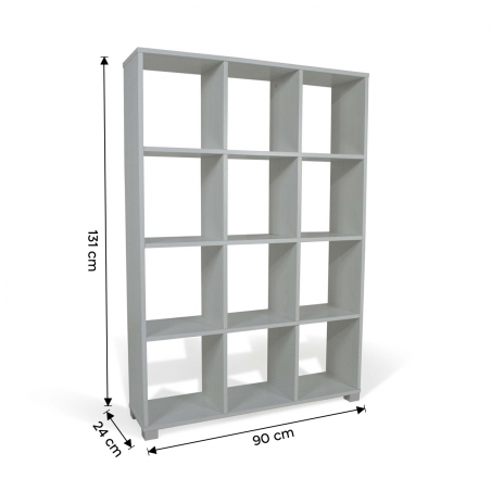 Art.111 Librería estantería 12 Estantes de Almacenamiento en Madera 90x24x131Hcm