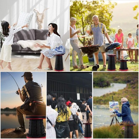 Taburete reposapiés portátil retráctil 72964 silla telescópica con asa