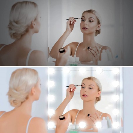 136041 4 Bombillas LED para espejo 3 formas de intensidad ajustable USB