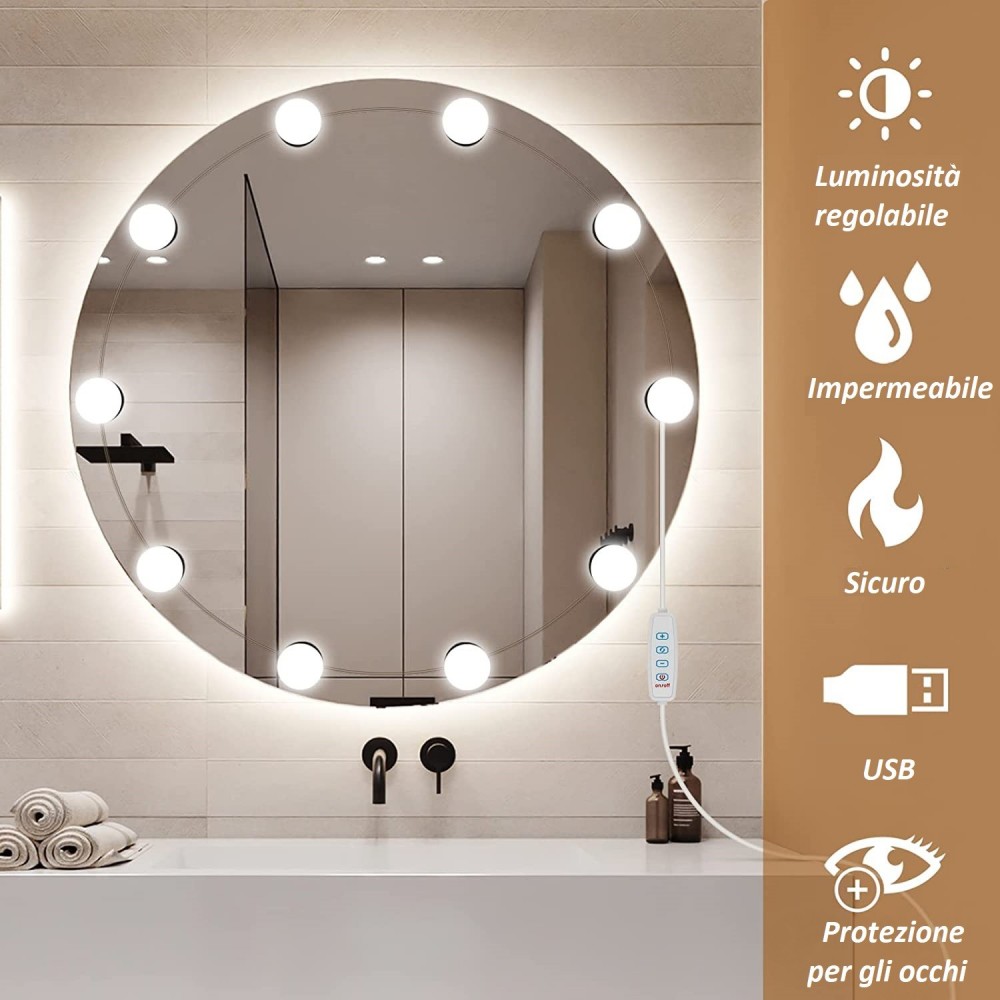 136041 4 Bombillas LED para espejo 3 formas de...