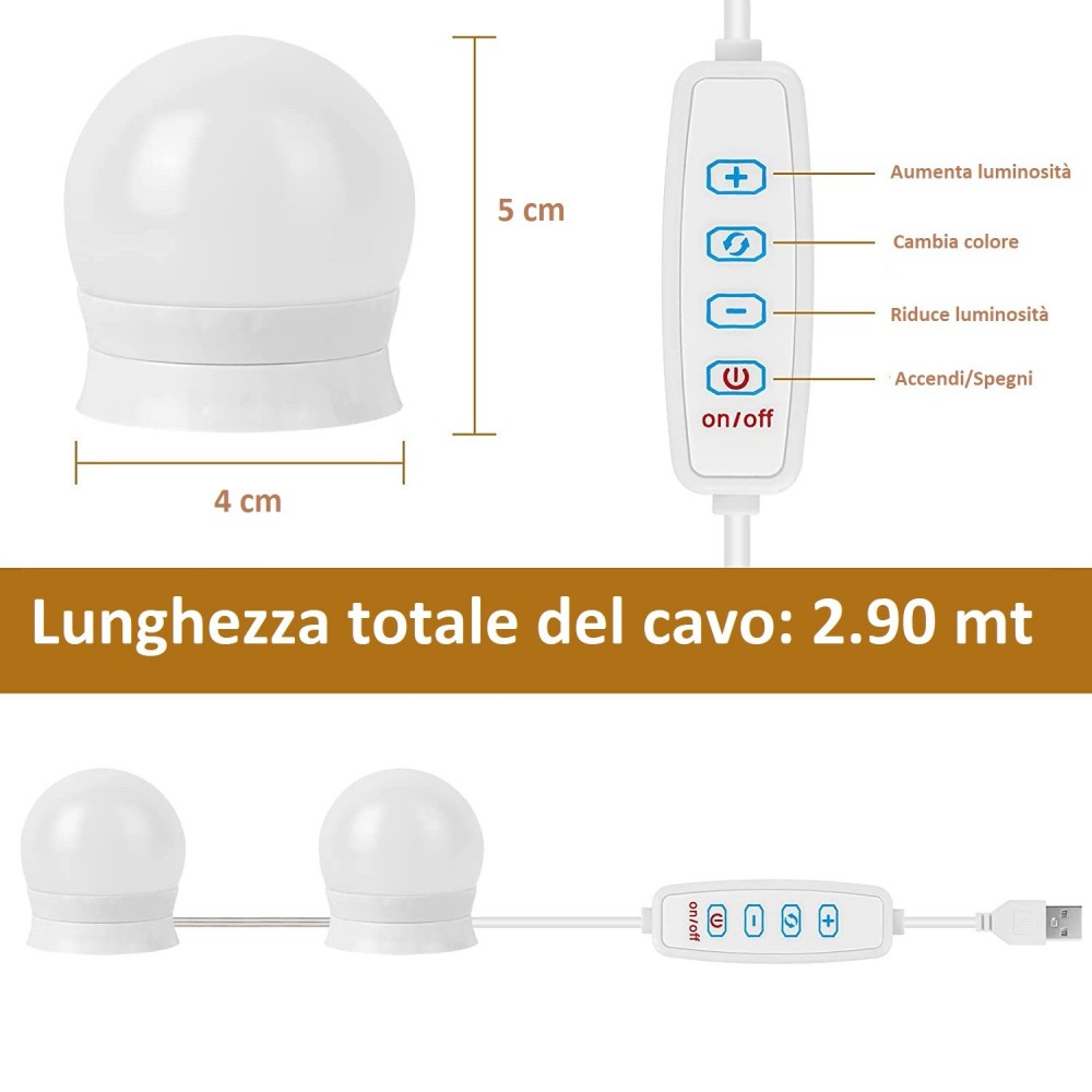 136041 4 Bombillas LED para espejo 3 formas de...