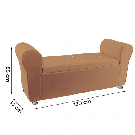 Banco baúl efecto terciopelo con purpurina 120x39x55 cm ahorra espacio