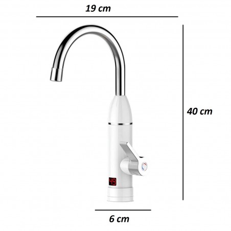 Grifo eléctrico de calentamiento instantáneo con indicador temperatura 6x19x40cm
