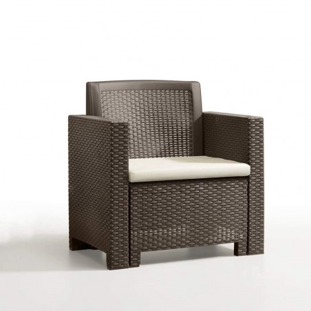 Set de mesa 1 sofá y 2 asientos de jardín Alabama con cojines y en 3 colores