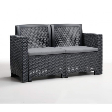 Set de mesa 1 sofá y 2 asientos de jardín Alabama con cojines y en 3 colores