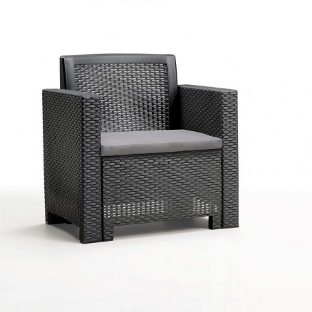 Set de mesa 1 sofá y 2 asientos de jardín Alabama con cojines y en 3 colores